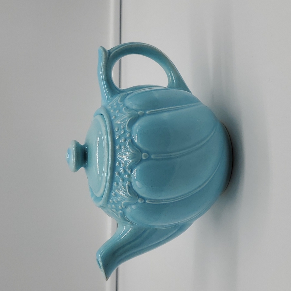 Small powder blue teapot